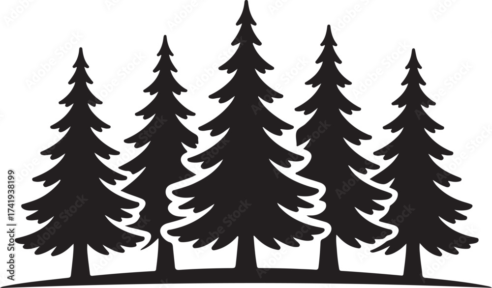 Obraz premium Christmas Tree Farm Silhouette Vector Design