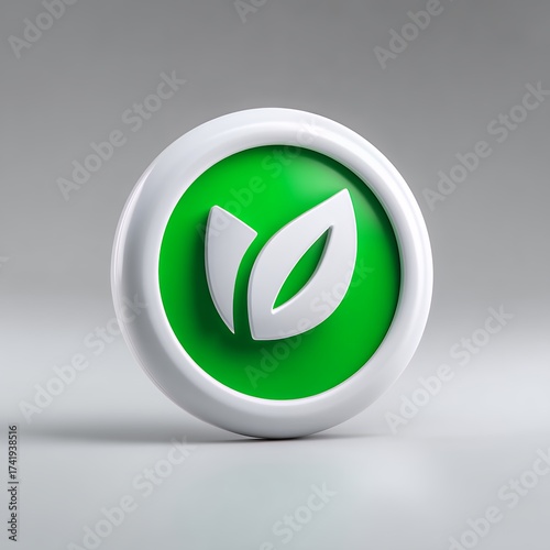 White And Green Eco Badge 3D Render