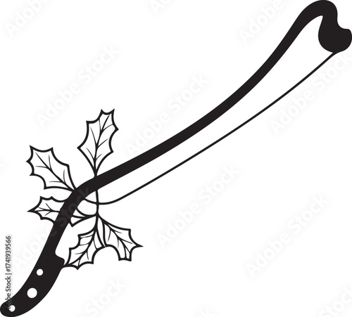 Christmas Violin Bow Silhouette Vector