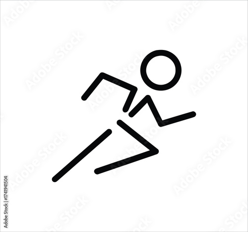 Man standing, walking, and running icon set. People symbols showing person in motion and posture. Human figure standing, walking, and running poses. Outline vector illustration.