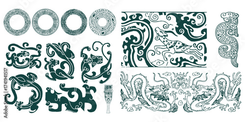 Chinese Traditional Bronze Pattern Vector Design