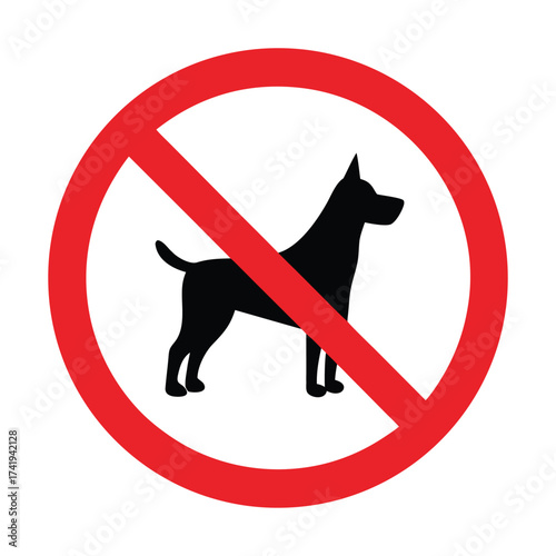 No dogs allowed a prohibition sign featuring a canine silhouette