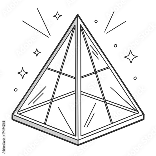 Illuminated Pyramid Illustration Geometry, Light, and Mystical Symbolism