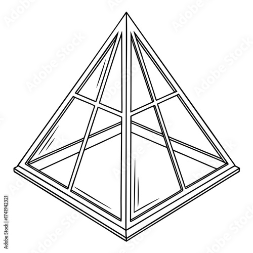 Geometric Pyramid Outline Illustration with Clean Lines