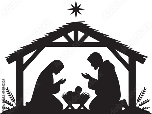 Nativity Scene Silhouette Vector Design