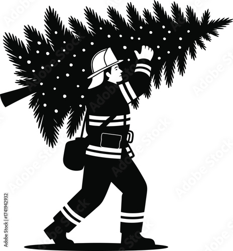 Fashion illustration of a young man with headphones listening music, a black silhouette art vector for people