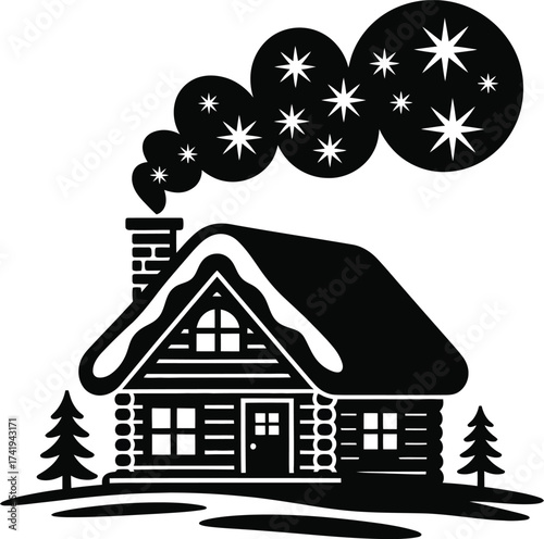 The image features an illustration of a house and a tree, a simple design icon for a real estate property or home symbol
