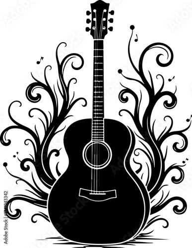 Wings of Music – Artistic Guitar Silhouette Design
