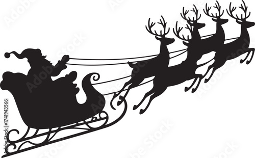 Santa Sleigh Silhouette Vector Design
