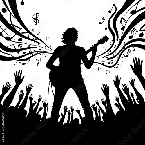 Rock the Crowd Guitarist Silhouette, 