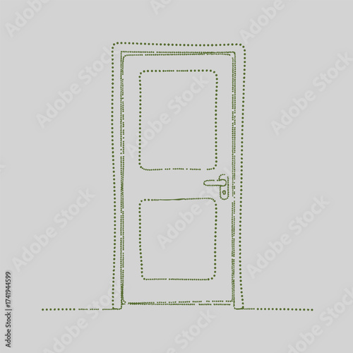 Simple interior door with a classic handle and rectangular panels, set against a plain wall in a neutral setting