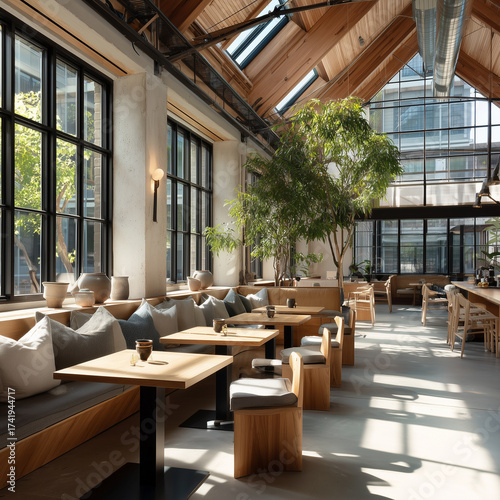 spacious factory canteen
