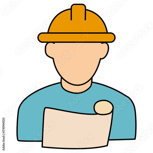 Construction Engineer Yellow Helmet Icon