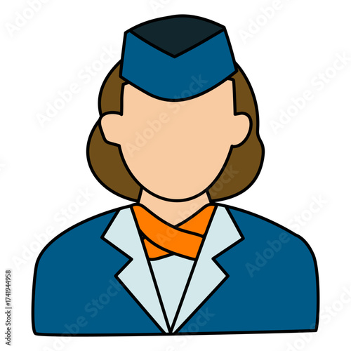 Flight Attendant Blue Uniform Icon