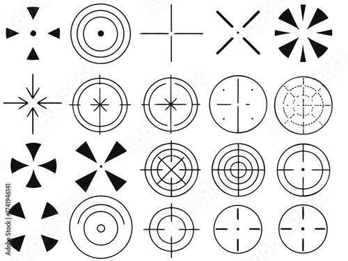 Set of targets illustrated on white background

