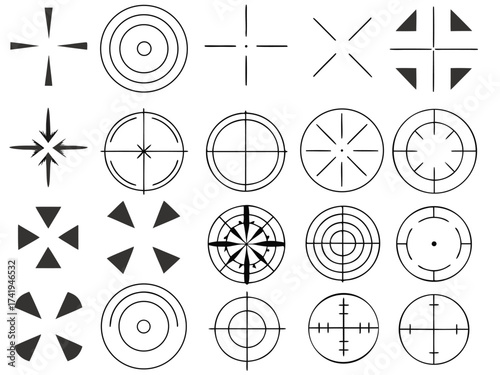 Set of targets illustrated on white background

