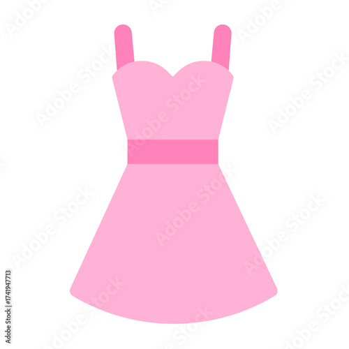 vector illustration of a pink dress in modern minimal style. Ideal for fashion store graphics, online boutique visuals, women’s clothing ads, and Black Friday sale designs.