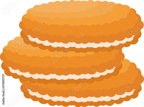 Illustration of Stack of Oatmeal Cream Pies
