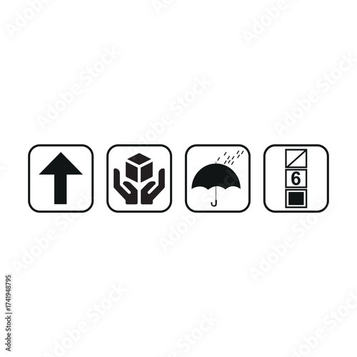 Shipping and Handling Symbols Vector Icon Set