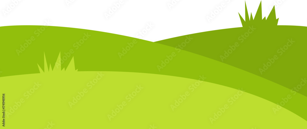 Obraz premium Illustration of Green Grass Hills Landscape