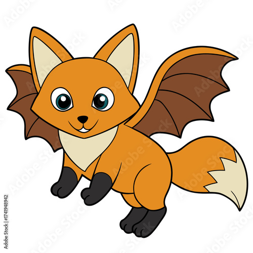 Cute winged fox character illustration suitable for children's designs