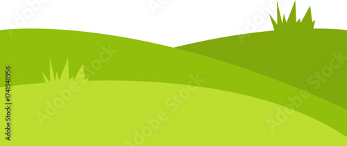 Illustration of Green Grass Hills Landscape