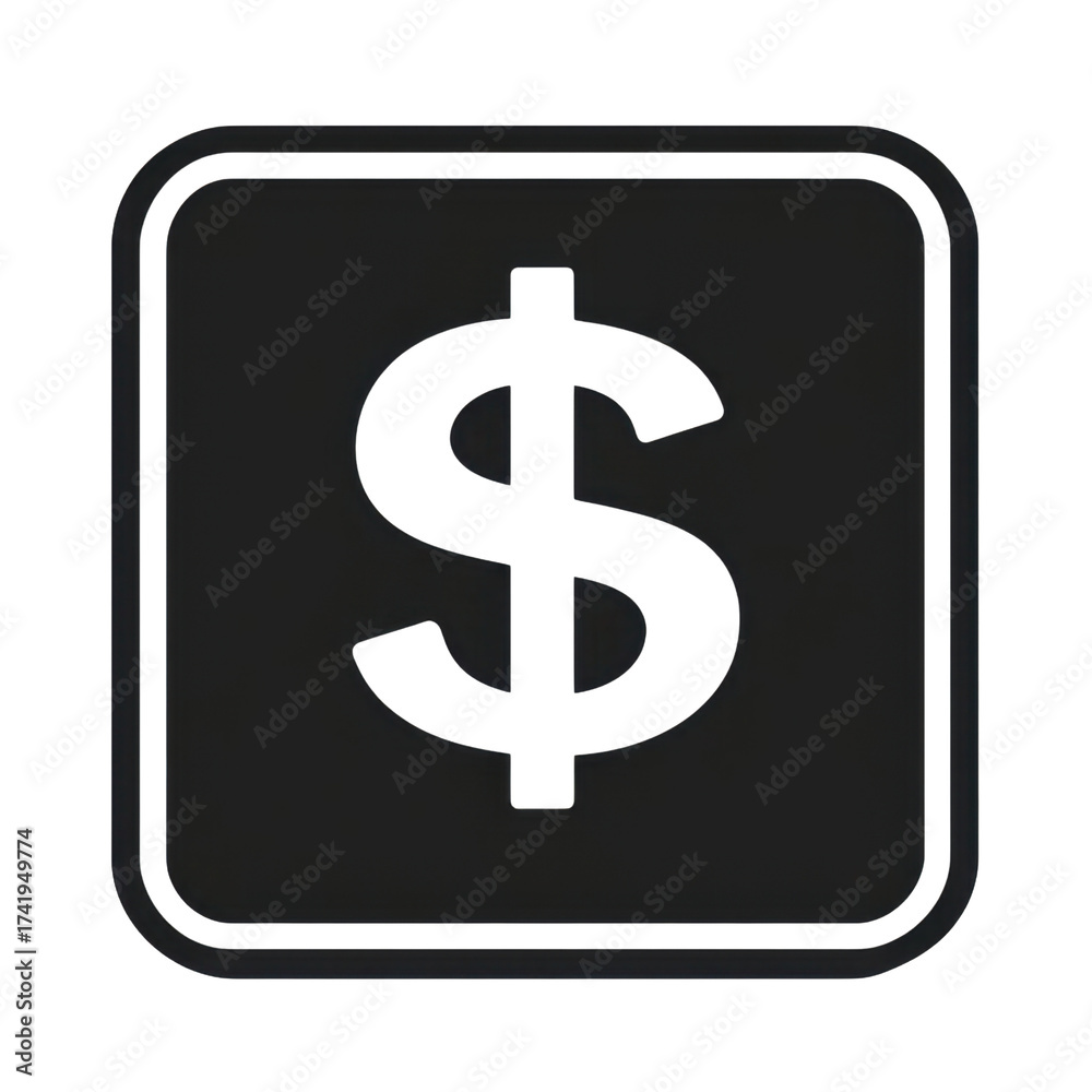 Fototapeta premium AI Image depicting financial icon, a minimalist black dollar symbol representing currency and