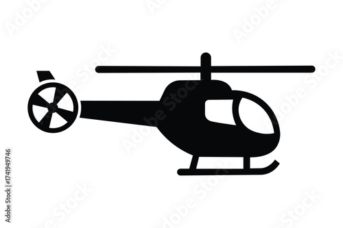 Helicopter Silhouette Icon – Aviation Vector