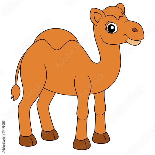 Cartoon camel standing, perfect for children's education materials