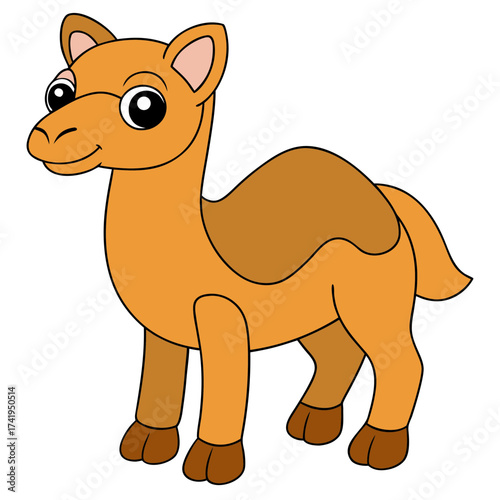 Cartoon camel illustration standing, perfect for children's books