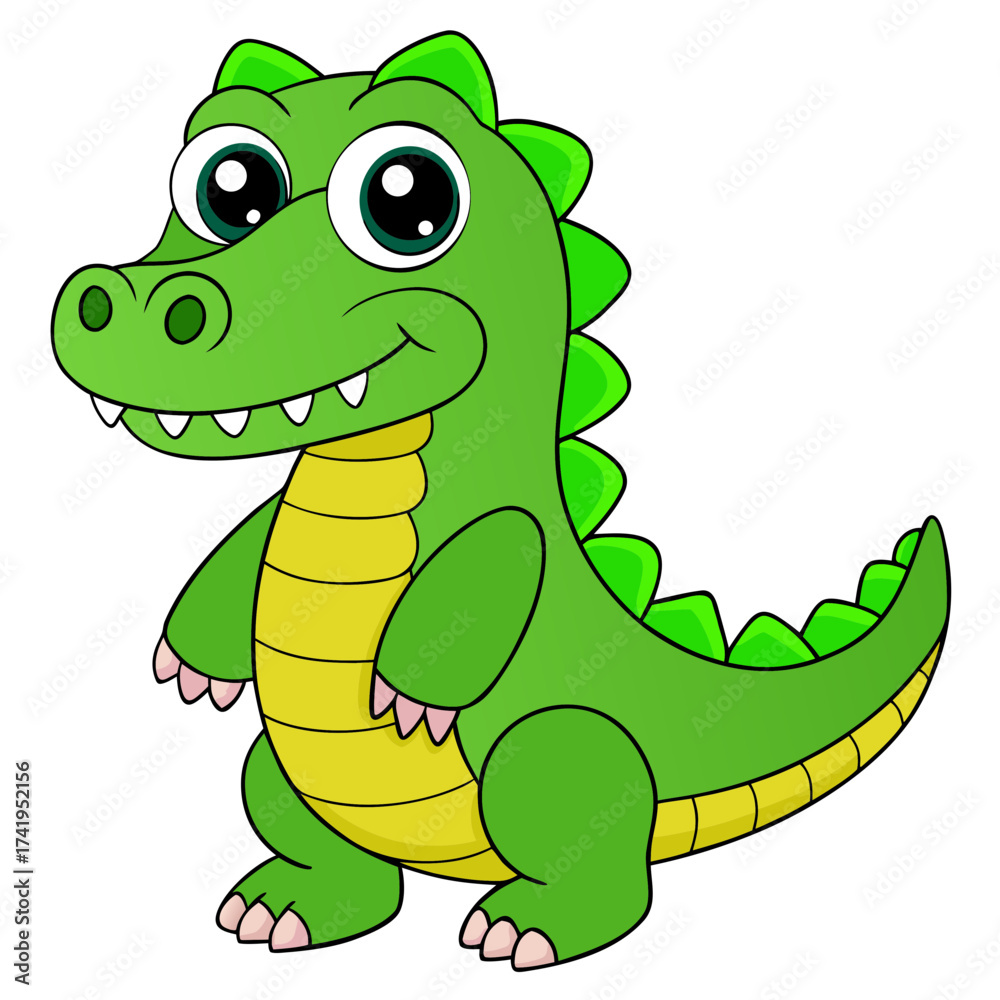 Obraz premium Cute cartoon alligator standing upright with a friendly smile