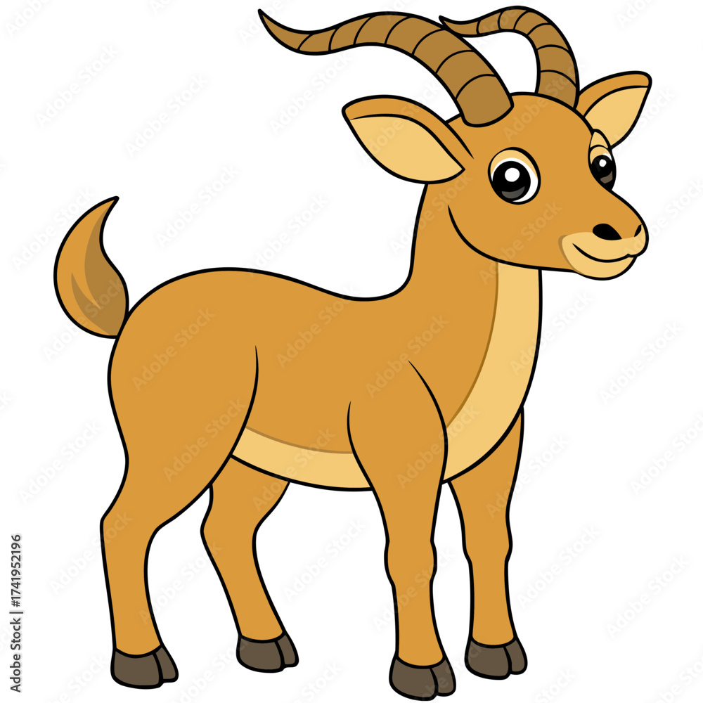 Fototapeta premium Cartoon illustration of a friendly smiling horned antelope