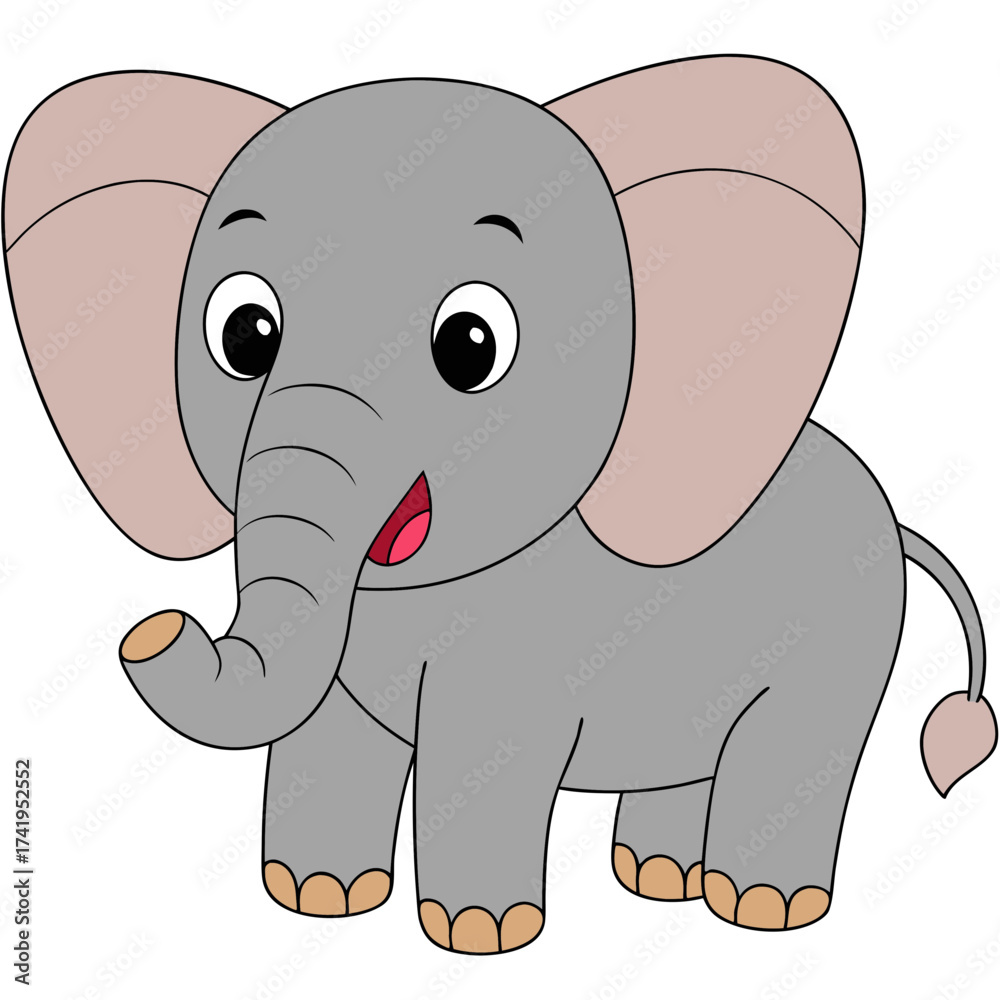 Fototapeta premium Cute cartoon elephant illustration on white background, animal design