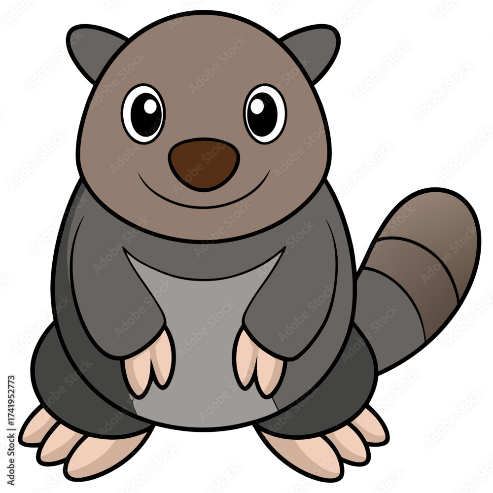 Naklejka premium Cartoon Wombat Character Illustration with a Cute Smiling Expression