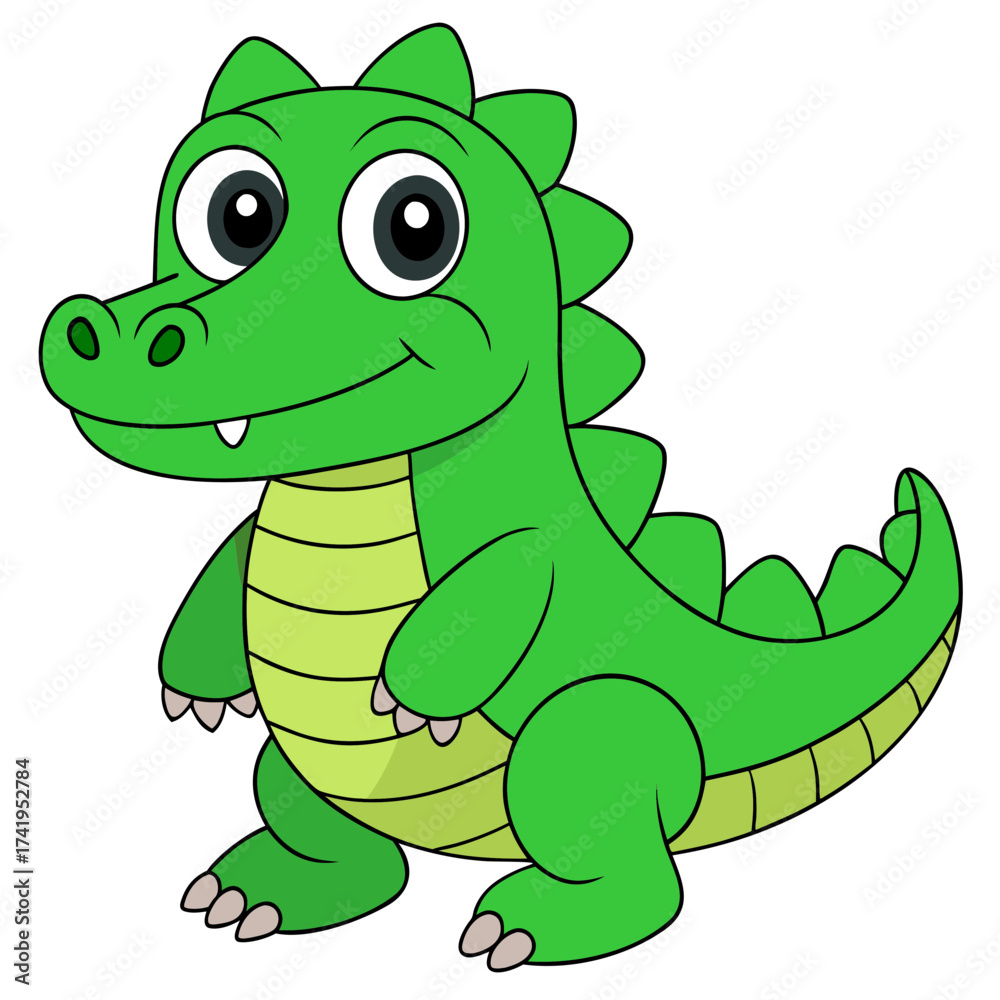 Obraz premium Cute cartoon alligator smiling and standing with a cheerful attitude
