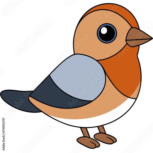 Cute cartoon bird illustration with soft colors and outlines