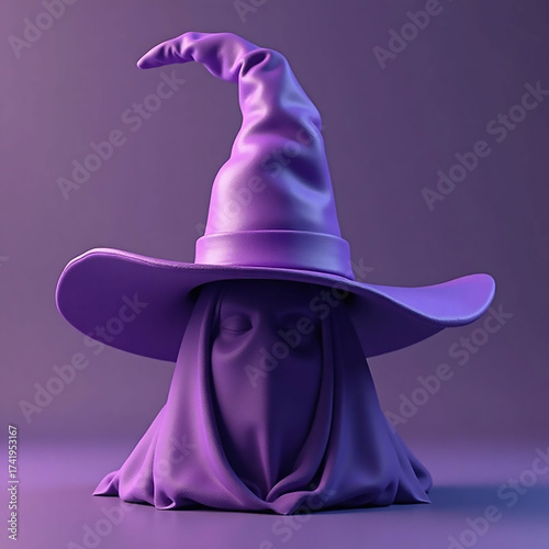 Purple hat witch 3D rendering