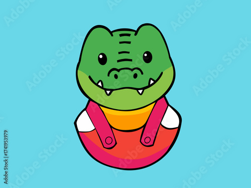 funny green monster crocodile