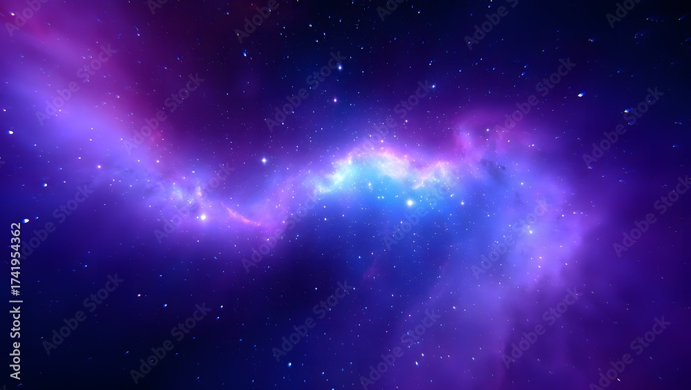 Naklejka premium Cosmic galaxy background with stars and nebula glow