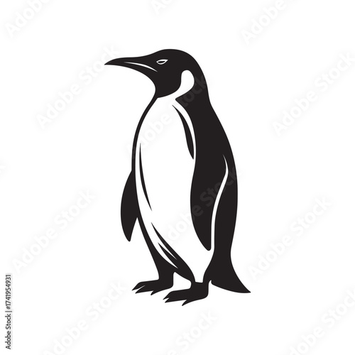 Striking Silhouette of a Penguin Standing Tall Against a White Backdrop