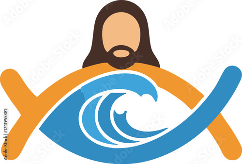Jesus with Ichthys Fish