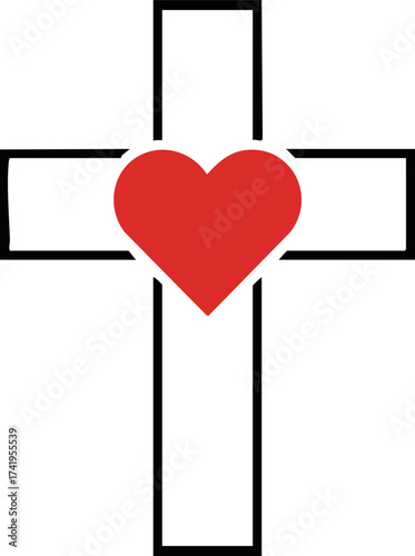 Cross with Heart Symbol