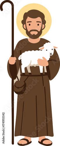 Saint Holding Lamb Illustration