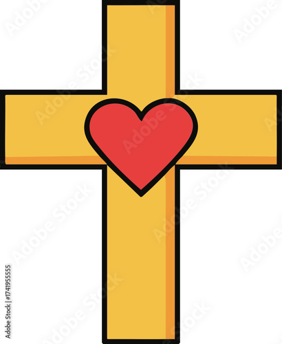 Golden Cross with Heart