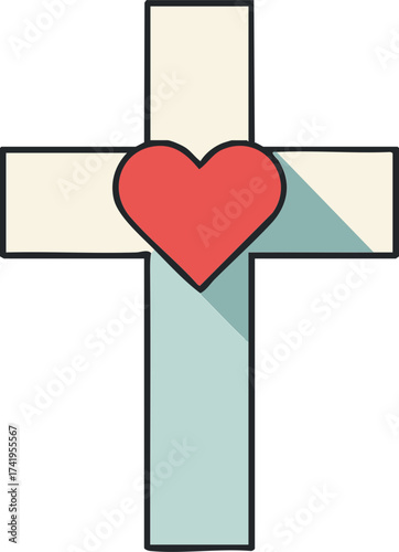 Cross with Heart Illustration