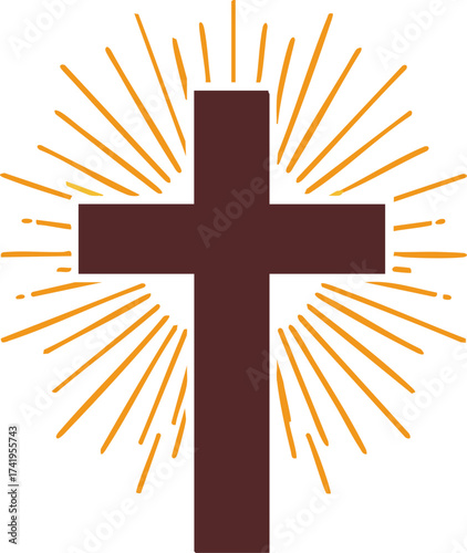 Wooden Cross with Light Rays