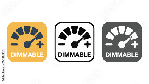 Dimmable control icons set vector illustration of light adjustment symbols isolated on white background for user interface design