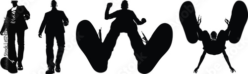 Diverse business casual silhouettes show movement and energy in professional settings