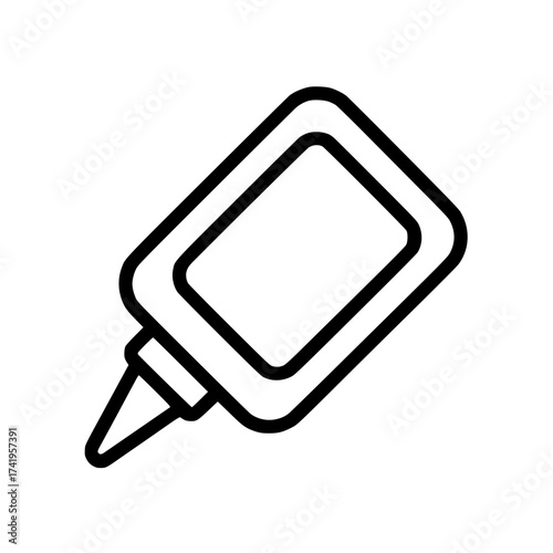 Minimalistic black line drawing of a glue bottle