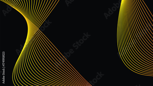Yellow Orange Gradient Wave Background Abstract Curved Line Flow Design